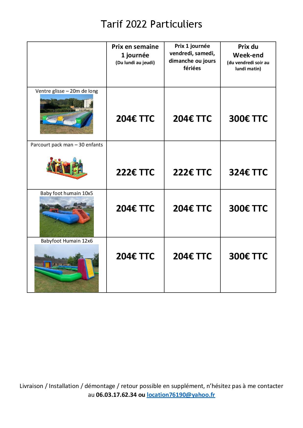 Tarif structures gonflables particuliers 2022 page 4